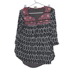 Anthropologie One September Palamba Top Size M Boho Embroidered FLAW